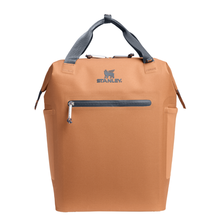 Stanley 1913 The All Day Madeleine Mini Cooler Backpack 20 Can 14 QT 13.2 L in Toast | Front Back View