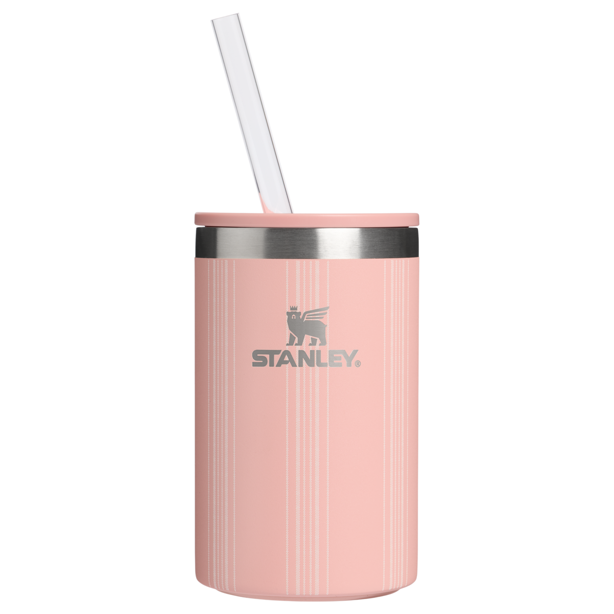 Stanley 1913 The Everyday Can Cooler Cup 10 OZ in Peach Rose Picnic Stripe | Front View