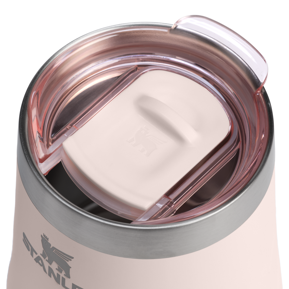 Stanley 1913 The Textured Reserve Wine Tumbler 11 OZ dans Rose Quartz Gloss | Couvercle Détaillé Afficher
