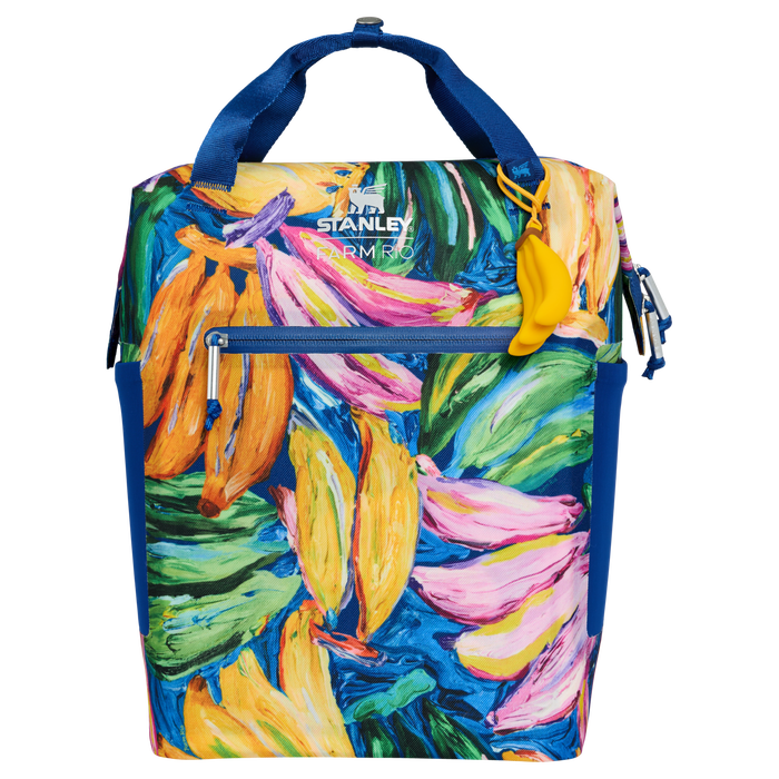 Stanley 1913 Stanley 1913 x FARM Rio All Day Madeleine Mini Cooler Backpack 14 QT in Farm Rio Painted Bananas | Front Back View