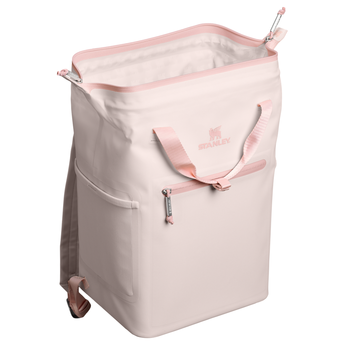 Stanley 1913 The All Day Madeleine Mini Cooler Backpack 20 Can 14 QT 13.2 L dans Rose Quartz | Retour Ouvrir Afficher