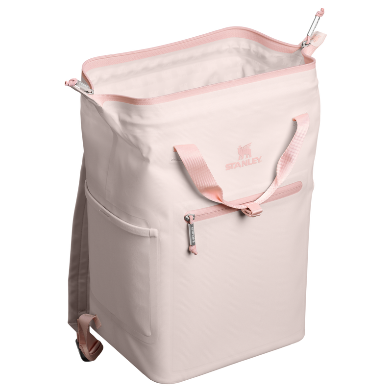 Stanley 1913 The All Day Madeleine Mini Cooler Backpack 20 Can 14 QT 13.2 L dans Rose Quartz | Retour Ouvrir Afficher