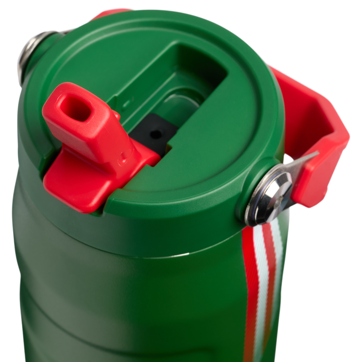 Stanley 1913 The Country Collection IceFlow™ Aerolight Flip Straw Bottle 24 OZ dans Team Dark Green Red | Couvercle Détaillé Afficher
