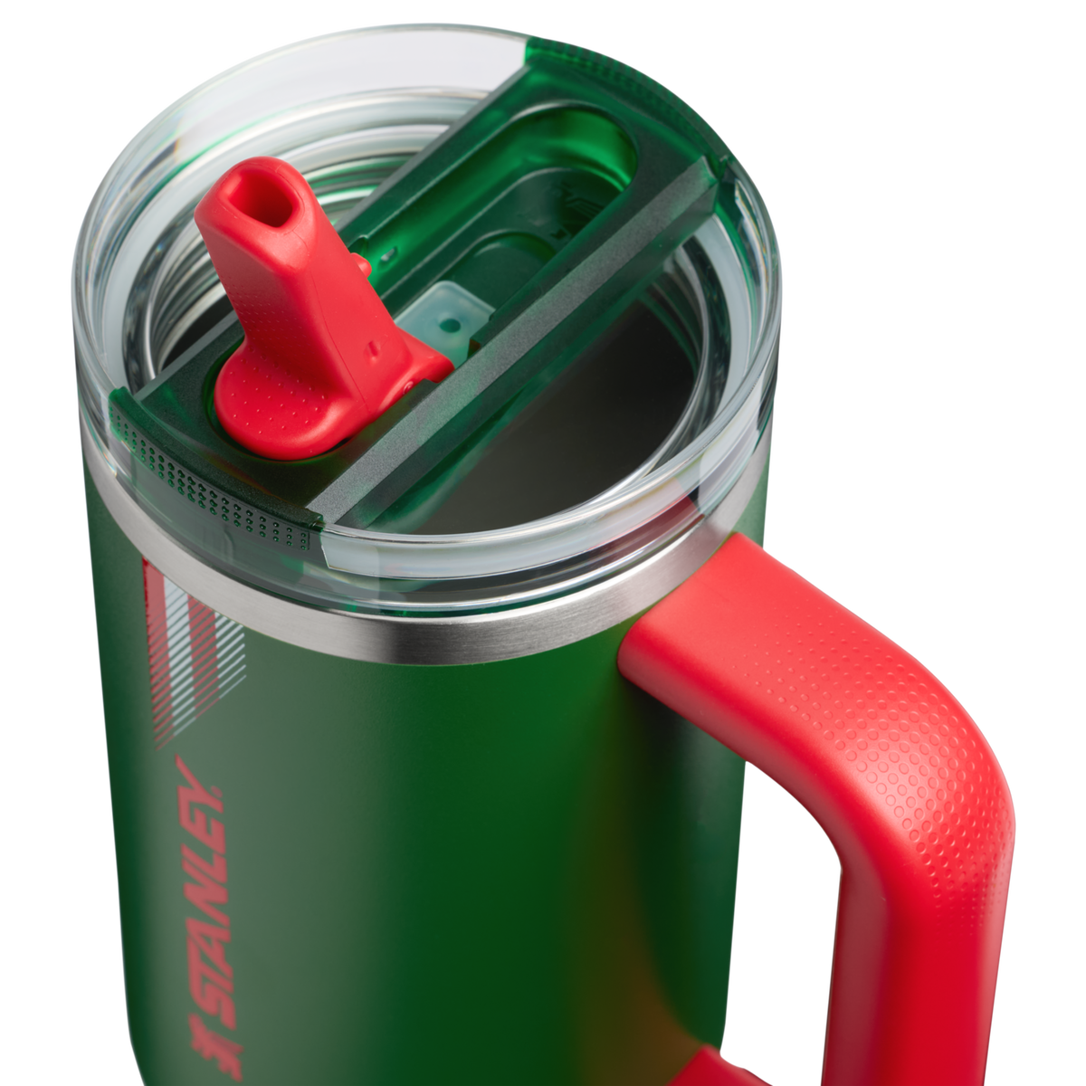 Stanley 1913 The Country Collection Quencher® ProTour Flip Straw Tumbler 30 OZ in Team Dark Green Red | Lid Detailed View
