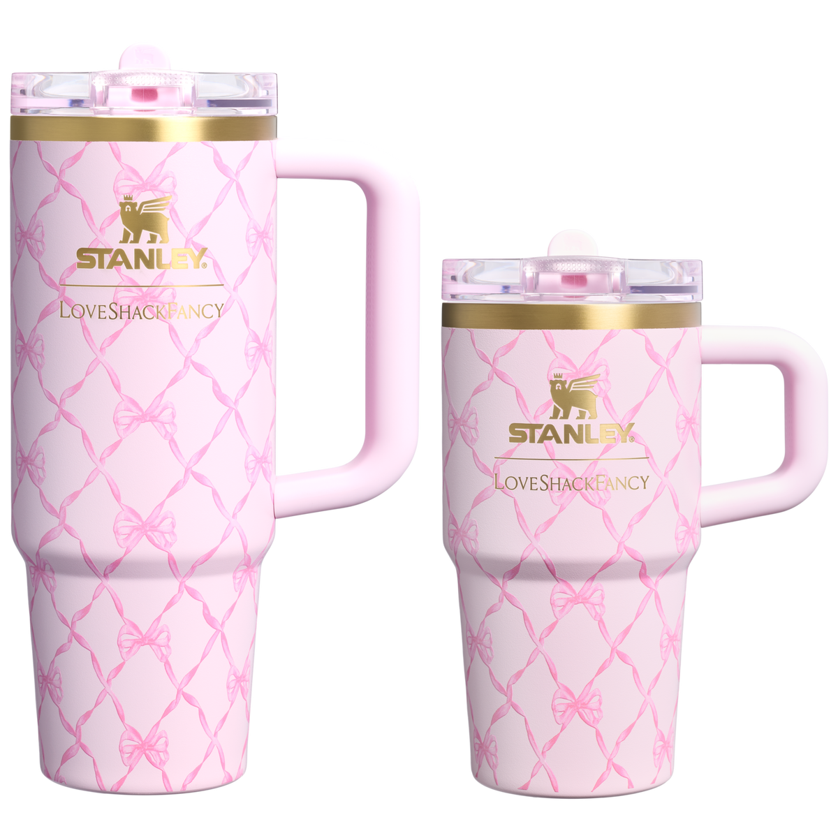 Stanley 1913 Stanley 1913 x LoveShackFancy Holiday The Quencher® Details ProTour Tumbler Set 2-pack dans Baby Bow Pink Peppermint | Recto Afficher
