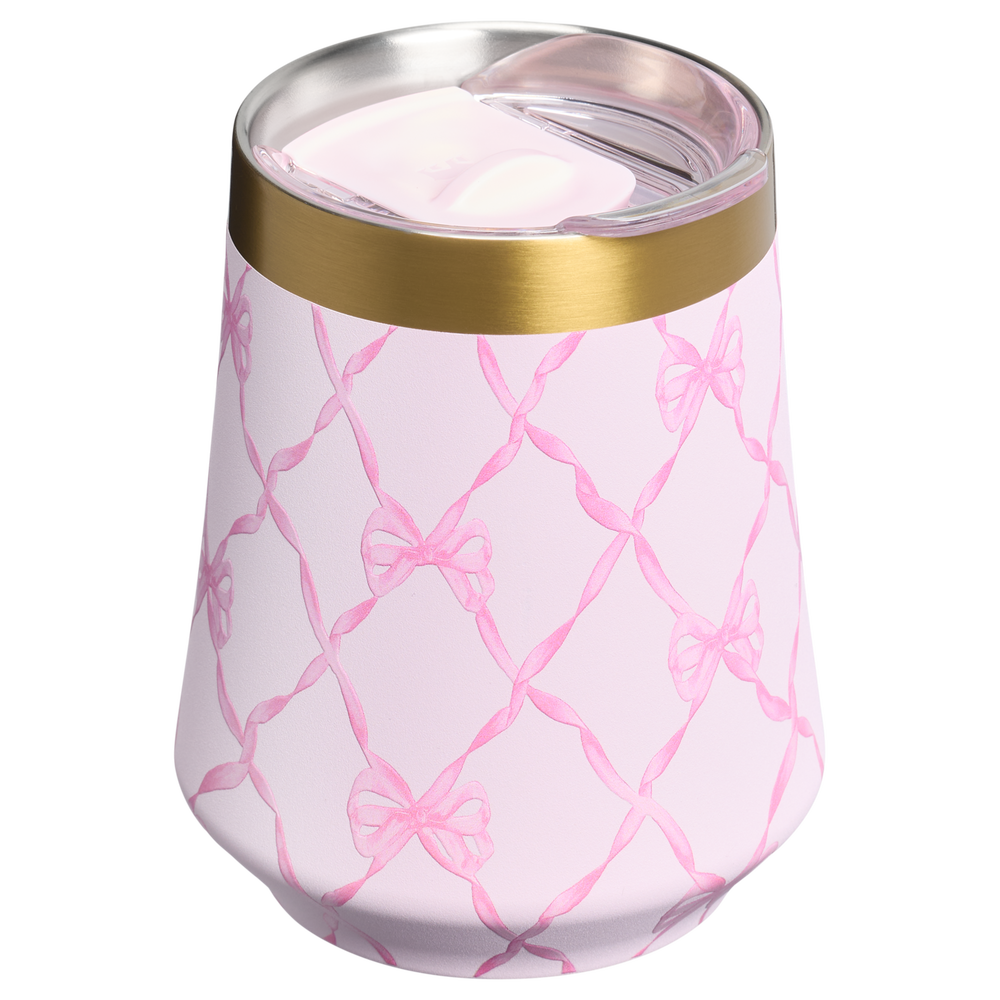 Stanley 1913 Stanley 1913 x LoveShackFancy Holiday Reserve All Day Wine Set 34 OZ 11 OZ in Baby Bow Pink Peppermint | Back View