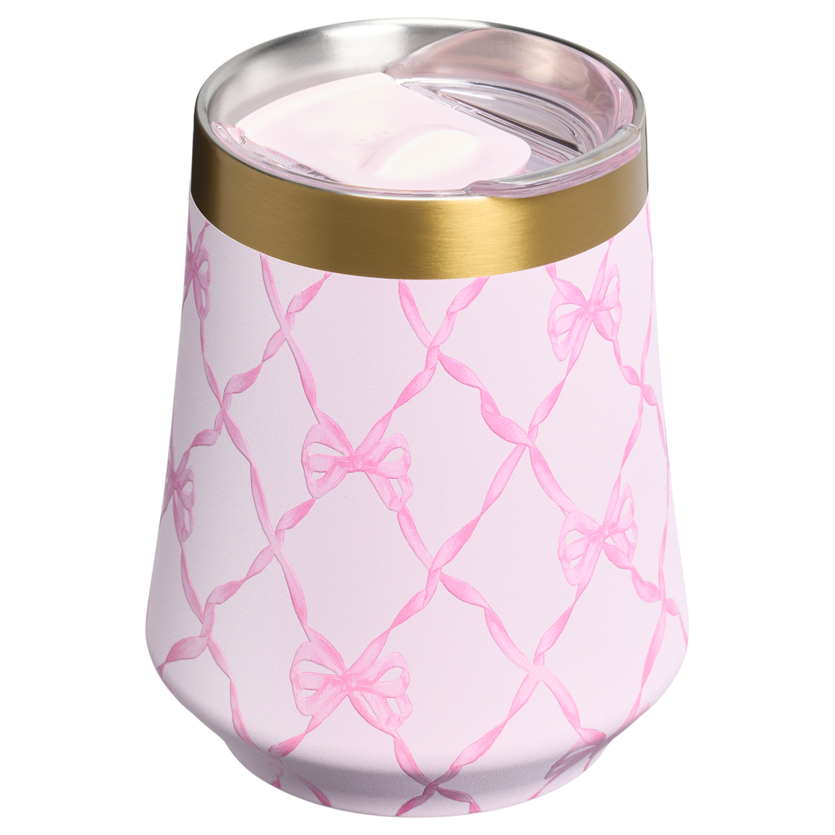 Stanley 1913 Stanley 1913 x LoveShackFancy Holiday Reserve All Day Wine Set 34 OZ 11 OZ in Baby Bow Pink Peppermint | Front View