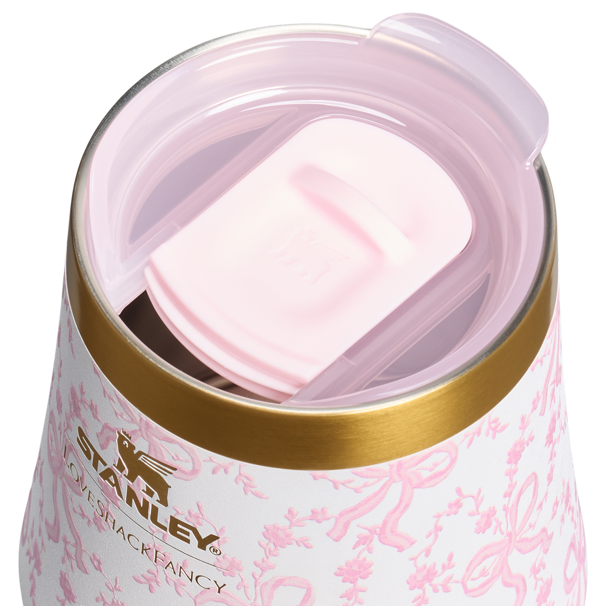 Stanley 1913 Stanley 1913 x LoveShackFancy Holiday The Reserve Wine Tumbler Set 11 OZ (2-pack) in Coquette Bow Chantilly | Front View